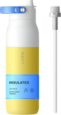 LARQ Swig Top — Insulated Stainless Steel Water Bottle with Straw, Detachable Silicone Handle, Vacuum 24h Cold, BPA-Free Metal Bottle for Gym, Travel, Office — 23 oz, Limoncello Yellow