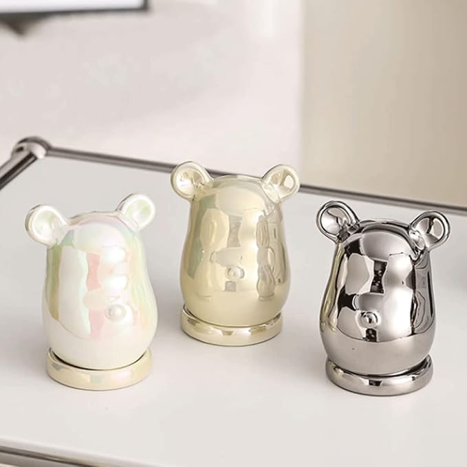 Exquisite Toothpick Holder Ceramic Desktop Bear Toothpick Dispenser Cotton Swab Stick Toothpick Organizer Reusable Sturdy