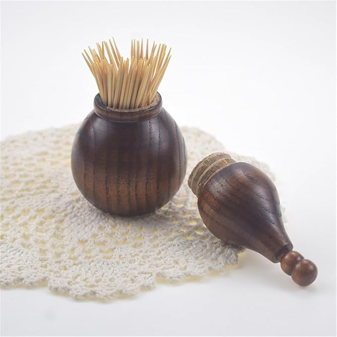 Japanese Wooden Toothstick Holder Gourd Shape Solid Color Cotton Swab Box Sour Date Without Texture
