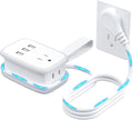 Travel Power Strip with USB Ports, NTONPOWER 2 Widely Outlets 3 USB with 3FT Short Extension Cord Flat Plug, Mini Power Strip Flat Plug, Portable Small Size for Travel Cruise Essentials, White