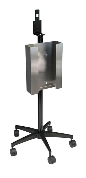 Mobile Hand Sanitizer and Glove Stand, Stainless Steel Triple Glove Box Holder, Sanitizing Dispenser (with Casters)