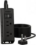 Addtam Flat Plug Power Strip with 6 Outlet Extender, 15 FT Extension Cord Flat Wall Plug with Multiple Outlets, No Surge Protector for Cruise Ship, Travel, Dorm, Home Office, Cruise Essentials, Black