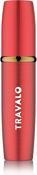 Travalo LUX Perfume Atomizer - Leak-Proof and TSA Approved for Air Travel - Reusable Airtight Easy Fill Mini Pump Sprayer - Lightweight Portable - Brushed Polished Metal Alloy Outer Shell Red 0.17oz