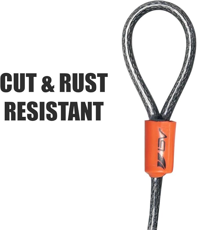 BV 2.5FT Bike Cable with Loops - 5mm (3/16 Inch) Cut-Resistant Braided Steel Cable - Versatile & Weatherproof - Small Security Cable Lock, Security Chain for Padlock, Chain Lock, Wire Lock