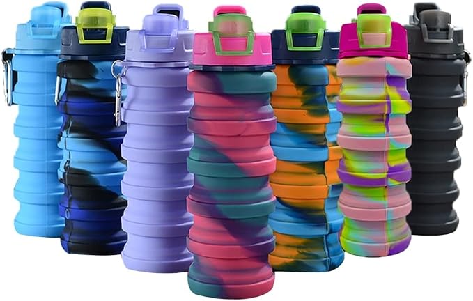 Water Bottle,Leak Proof Water Bottle,Sports Water Bottle,Water Bottle Creative Pure Color/Camouflage Silicone Folding Water Cup Portab Outdoor Riding Sports Large Capacity Portable Water Bottle Water
