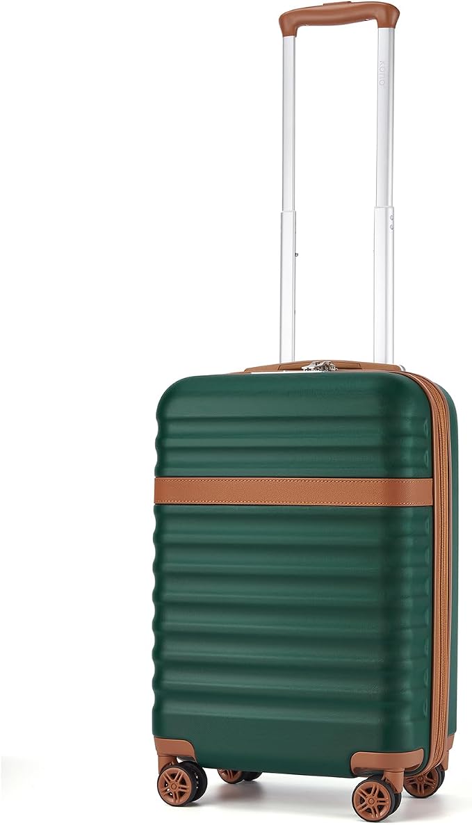 Kono Airline Approved Carry On Luggage 22x14x9 inches, with TSA Lock, 20 Inch Expandable Lightweight Hardshell Suitcase (Green, Suitable for 1-3 Days of Travel)