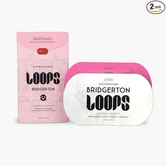 LOOPS Beauty Bridgerton™ NETFLIX Royal Treatment Set -The Best Hydrogel Korean Face Masks for Every Skin Moment Face Mask - 2 Hydrating Masks - Dew Cloud and Double Take - All Skin Types, 2pc