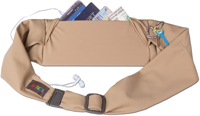 BANDI Plus Size Fanny Pack for Women - Travel-Ready Pocket Belt with Secure Hidden Money & Running Belt for Phone, Passport, Keys, & Medical Devices, Adjustable Fit, Comfortable (Taupe)