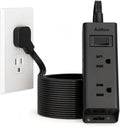 Addtam Flat Plug Power Strip with 6 Outlet Extender, 25 FT Extension Cord Flat Wall Plug with Multiple Outlets, No Surge Protector for Cruise Ship, Travel, Dorm, Home Office, Cruise Essentials, Black