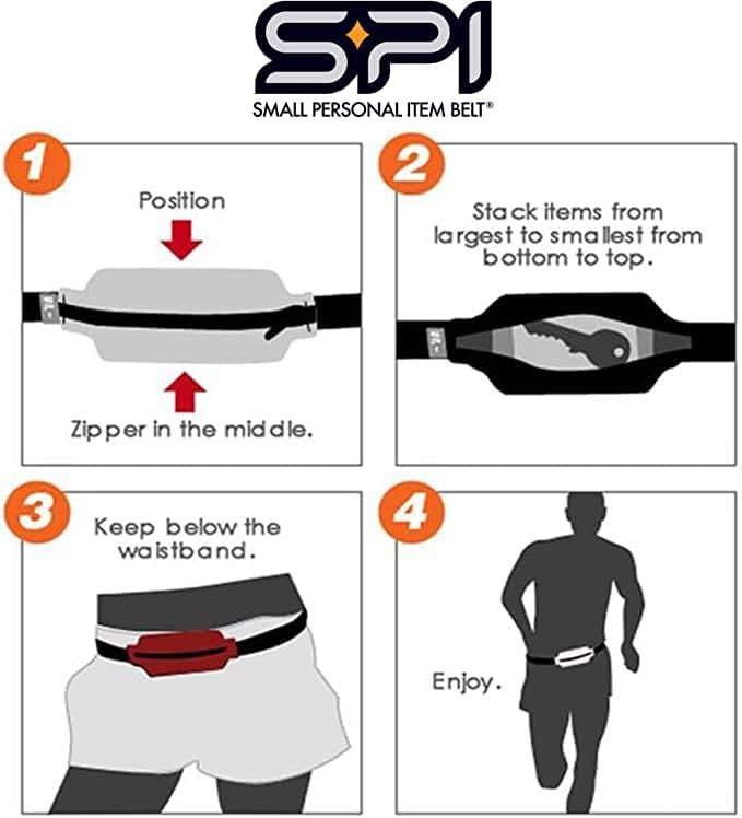 SPIbelt Running Belt Original for Women Men, Phone Holder for Running, Running Fanny Pack, Holder for Phone, Running Waist Pack, Adjustable, [Fits All Phones]. No Logo Band, Black with Black Zipper