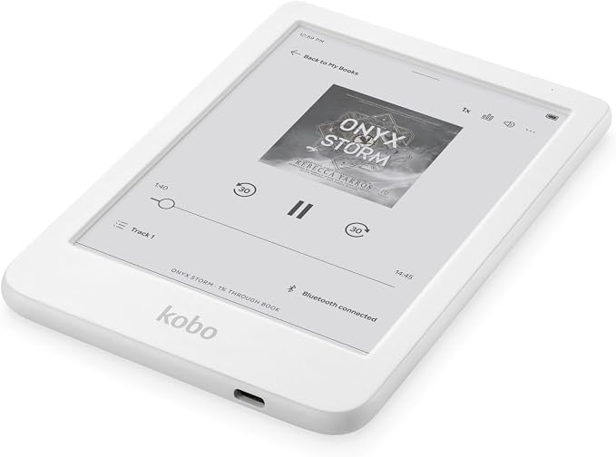 Kobo Clara Colour eReader (White) with Case Bundle (Cobalt Blue Basic SleepCover, Case + AC Bundle)
