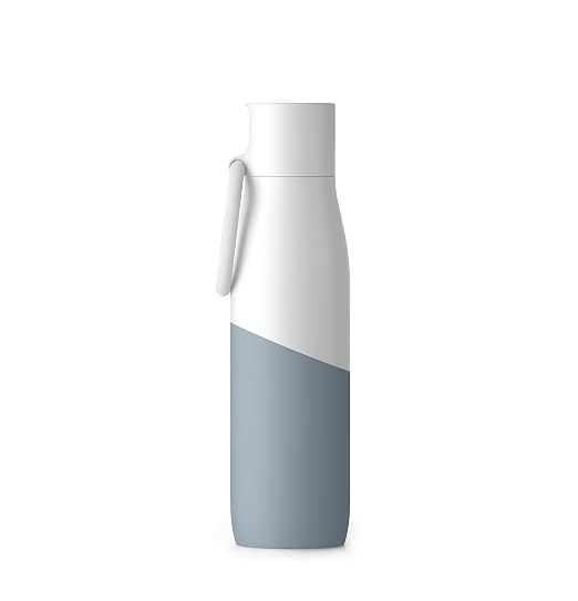 LARQ Bottle Movement Filtered - Lightweight Non-Insulated Stainless Steel Water Bottle BPA Free with Nano Zero Technology and Long-Lasting Filters, White/Pebble, 32oz