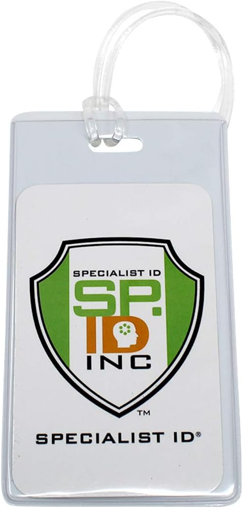 Bulk 25 Pack - Bright Backpack ID Luggage Tags for Student Identification Cards - School Name Badge Holder for Backpacks - Business Card Size with Clear Insert Window by Specialist ID (White)