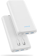 Portable Charger 40,800mAh Power Bank 25W Portable Battery Pack with 2 Built in Cables [2026 Upgraded], PD QC4.0 Fast Charging Portable Phone Charger Compatible with iPhone 17/16,Android Samsung-White