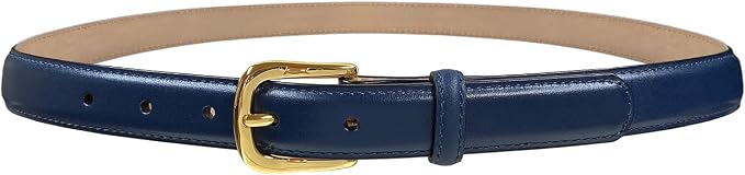 Genuine Full-Grain Cowhide Leather Dress Belt Solid Brass Gold Buckle 1-3/8'' or 1" Wide