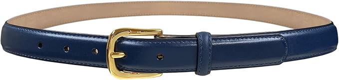 Genuine Full-Grain Cowhide Leather Dress Belt Solid Brass Gold Buckle 1-3/8'' or 1" Wide