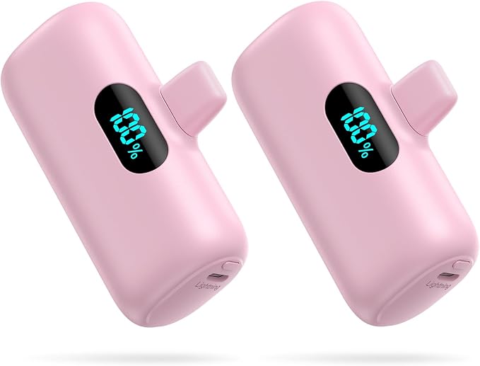 [2-Pack]Small Portable Charger for iPhone 5000mAh, PD Fast Charging Power Bank,Mini Battery Pack Portable Phone Charger Travel Essentials for iPhone 14/14 Pro Max/13/13 Pro/12 Pro/11/XS/XR/X/8/7/6/SE