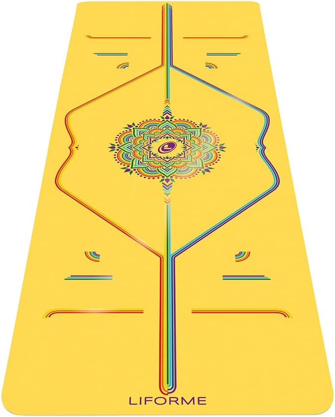 Liforme Travel Yoga mat – Patented Alignment System, Warrior-Like Grip, Non-Slip, Eco-Friendly, Ultra-Lightweight and Sweat Resistant, Made with Natural Rubber
