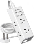 Addtam Flat Plug Power Strip with 6 Outlet Extender, 6 FT Extension Cord Flat Wall Plug with Multiple Outlets, No Surge Protector for Cruise Ship, Travel, Dorm, Home Office, Cruise Essentials, White