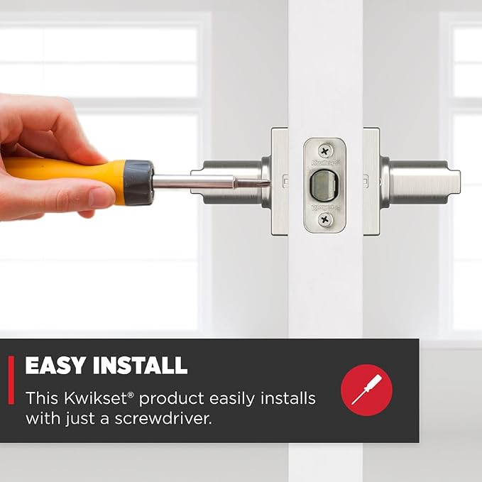 Kwikset Casey Interior Passage Door Handle 2 Pack, Lever for Closet and Hallway Doors, Reversible Non-Locking Handle Lever, Satin Nickel, with Microban Protection