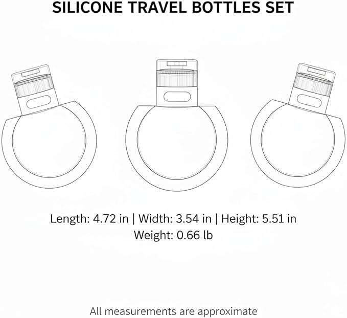 3-Pack Silicone Travel Bottles, Refillable Squeeze Containers for Toiletries, Carry-On Friendly Dispensers with Labels, Beige