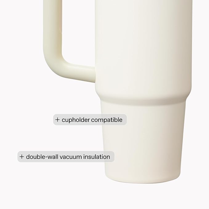 STANLEY Quencher H2.0 Tumbler with Handle and Straw 40 oz | Flowstate 3-Position Lid | Cup Holder Compatible for Travel | Insulated Stainless Steel Cup | BPA-Free | Champagne