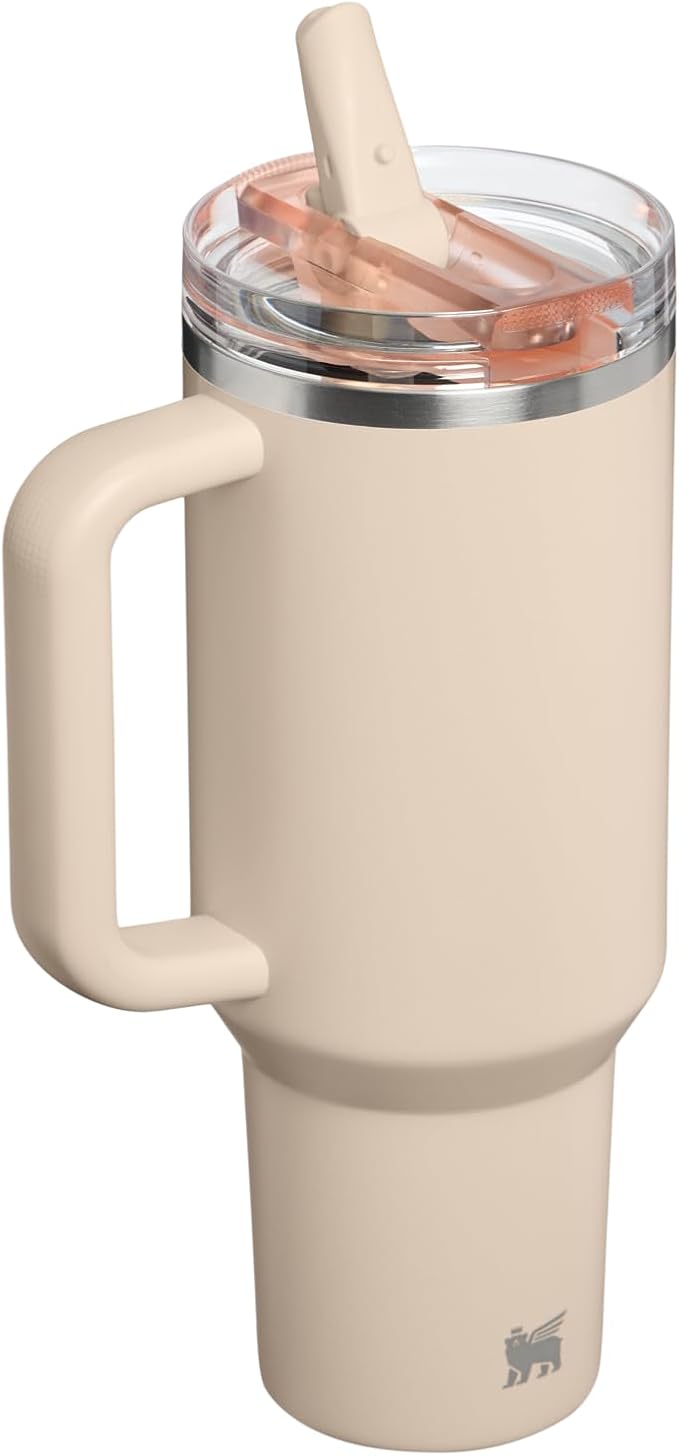 STANLEY Quencher ProTour Flip Straw Tumbler with Leakproof Lid 40 oz | Built-in Straw and Handle | Cup Holder Compatible for Travel | insulated Stainless Steel Cup | BPA-Free | Champagne