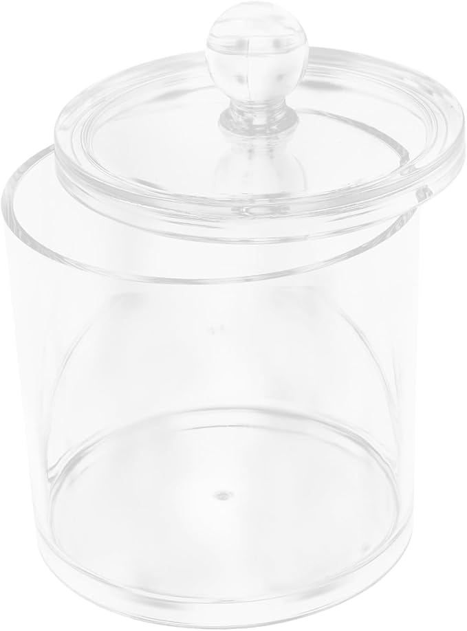 Unomor 2pcs Cotton Swab Holder Lid Round Storage Container for Cotton Balls Pads Makeup Sponges and Hair Accessories Stylish Organizer for Bathroom Bedroom Office and Living Space