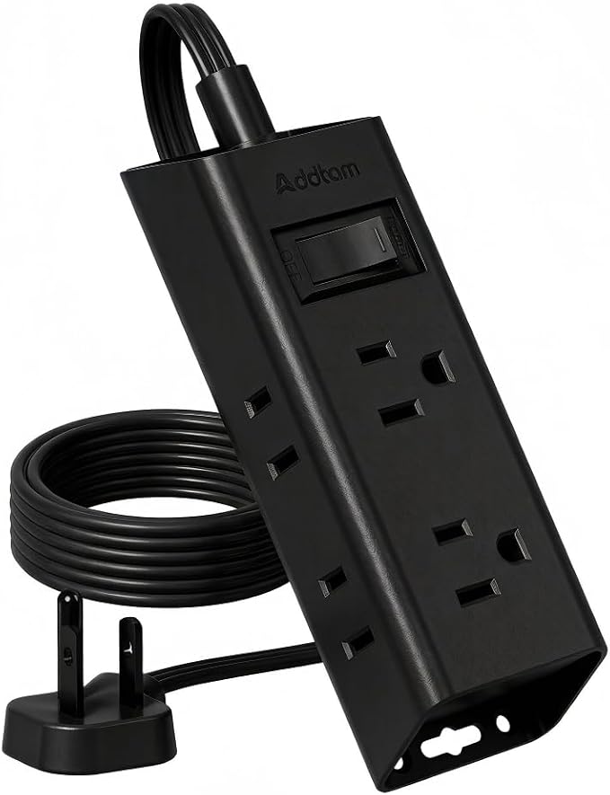 Addtam Flat Plug Power Strip with 6 Outlet Extender, 6 FT Extension Cord Flat Wall Plug with Multiple Outlets, No Surge Protector for Cruise Ship, Travel, Dorm, Home Office, Cruise Essentials, Black