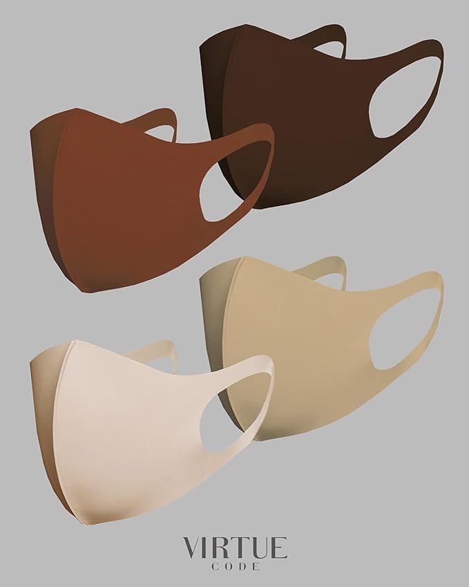 Virtue Code Second Skin Cloth Face Mask Pack. 4 Buttery Soft Masks Washable Fabric