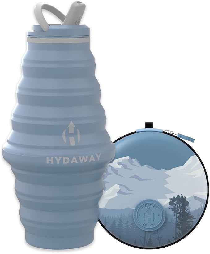 HYDAWAY Hydration Travel Pack - 25oz Collapsible Water Bottle with Flip-Top Lid and Protective Travel Case - BPA-Free, Leak-Resistant, Reusable Bottle for Traveling, Hiking, and Daily Use