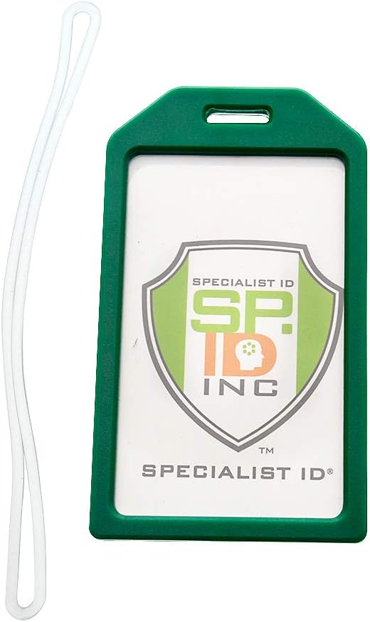 Bulk 50 Pack - Premium Rigid Airline Luggage Tag Holders with 6" Worm Loops - Heavy Duty Hard Plastic -Suitcase ID Tag Identifiers with Business Card Insert Window by Specialist ID (Green)