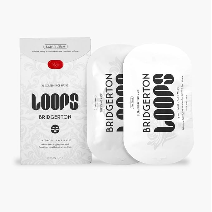LOOPS Beauty Bridgerton™ NETFLIX Lady in Silver Set - The Best Korean Hydrogel Face Masks for Every Skin Moment Face Mask - 2 Hydrating Masks - Dew Cloud and Dream Sleep - All Skin Types, 2pc