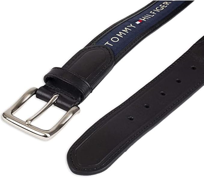 Tommy Hilfiger Men's Fabric Inlay Casual Belt With Classic Harness Buckle