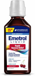 Emetrol Non-Drowsy Nausea Relief - Liquid Medicine for Upset Stomach Relief - Pharmacist Recommended Nausea Medicine - Cherry Flavor - 12 fl oz