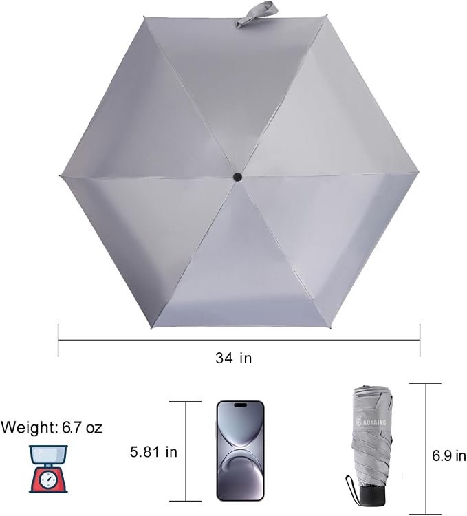 GAOYAING Compact Travel Umbrella with Case Sun&Rain Lightweight Small and Compact Suit for Pocket