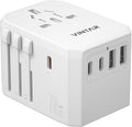 Universal Travel Adapter, VINTAR 70W GaN International Power Adapter with 5 USB Ports (3 USB-C), Worldwide Travel Plug Adaptor, All in One Travel Essentials Outlet Converter for UK/EU/USA/AUS, White
