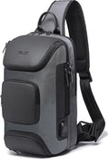 BANGE USB Charging Sling Bag, Waterproof Crossbody Backpack, Portable Shoulder Bag Daypack for Men Women Travel Hiking Work