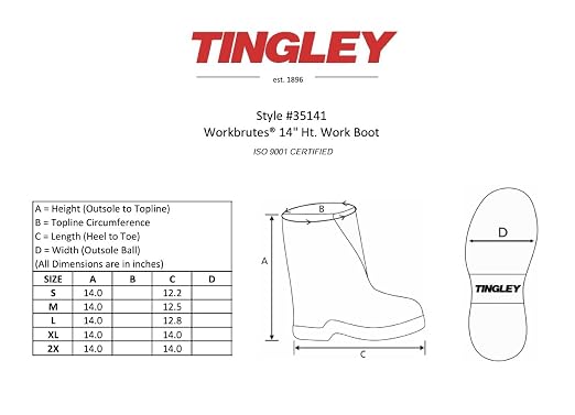 Tingley Workbrutes 35141 Waterproof PVC 14-Inch Height Overshoe, Extra-Large, Black