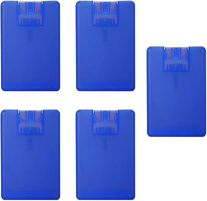 5Pcs 20ml/ 0.67oz Card Type Spray Bottles Refillable Perfume Atomizer Container Portable Fine Mist Spray Bottle Travel Bottle(Light blue)