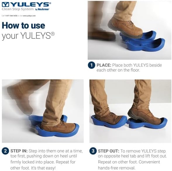 HexArmor YULEYS, Hands-Free Reusable Work Boot & Shoe Covers With Universal Fit, Slip-Resistant Tread and Heel-Locking Grip