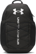 Under Armour Unisex Hustle Sport 6.0 Backpack, (001) Black/Black/Metallic Silver, One Size Fits Most