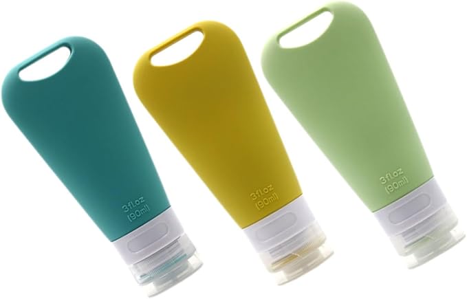 Cabilock 9pcs Travel Squeeze Bottles Set Refillable Silicone Containers for Shampoo Conditioner and Lotion Versatile Toiletry Travel Essentials Random Colors