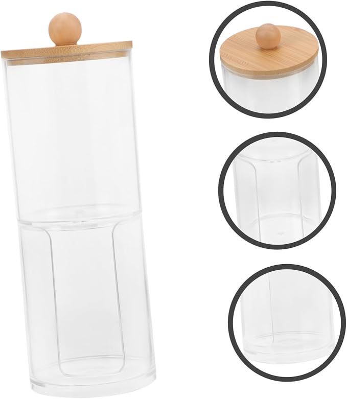 2pcs Makeup Cotton Organizer Lid Portable Round Container for Cotton Pads and Puff Storage Elegant Household Storage for Vanity and Bathroom