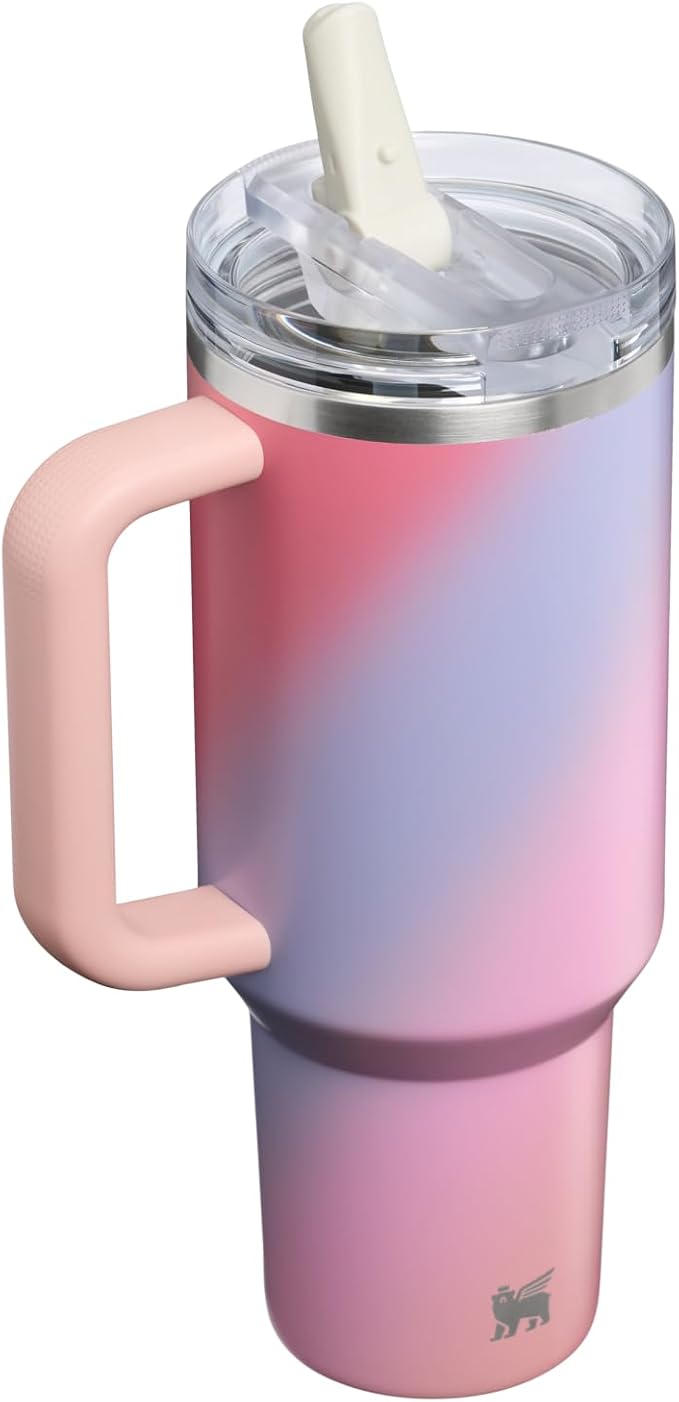 STANLEY Quencher ProTour Flip Straw Tumbler with Leakproof Lid 40 oz | Built-In Straw & Handle | Cupholder Compatible for Travel | Insulated Stainless Steel Cup | BPA-Free | Sunset Spiral