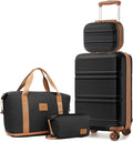 Kono Luggage Set 4 Piece Expandable Carry On Hardside Luggage with TSA Lock Spinner Wheels Lightweight PC+ABS Carry On Suitcase Apricot Black