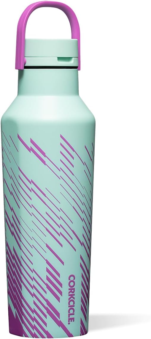Corkcicle Sport Canteen - Keeps Drinks Cold 25 Hours - Stainless Steel Water Bottle - Triple-Insulated - Spill-Proof - Summer Drinkware Gift - Keeps Drinks Ice Cold - 20 oz - Fuchsia Strike