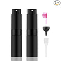 2 PCS/8ml Portable Mini Perfume Atomizer bottles, Empty Refillable Spray Bottle with 3 Types of Refill Tools, Pocket Travel Perfume Sample Bottles(Matte Black)