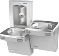 VersaCooler Wall Mount Bi-Level Indoor Double Water Drinking Fountain with Electric Bottle Filling Station, in Greystone Stainless Steel, Built in Water Filter, 8GPH - 18" D x 34" W x 38" H