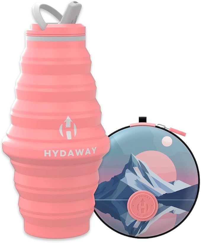 HYDAWAY Hydration Travel Pack - 25oz Collapsible Water Bottle with Flip-Top Lid and Protective Travel Case - BPA-Free, Leak-Resistant, Reusable Bottle for Traveling, Hiking, and Daily Use